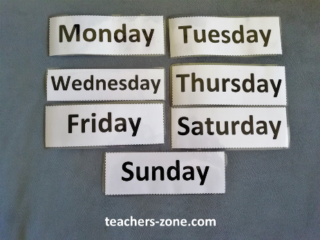 Week days word cards