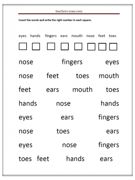 free body parts and 5 senses worksheets teacher s zone