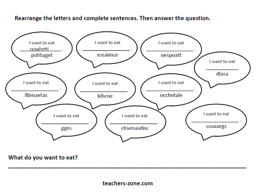 Exercises for food vocabulary