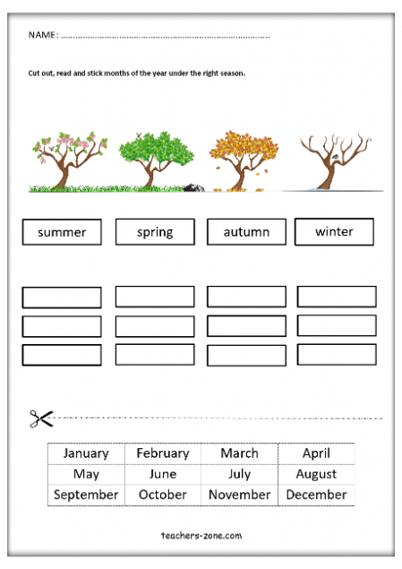 Months and seasons vocabulary foe ESL