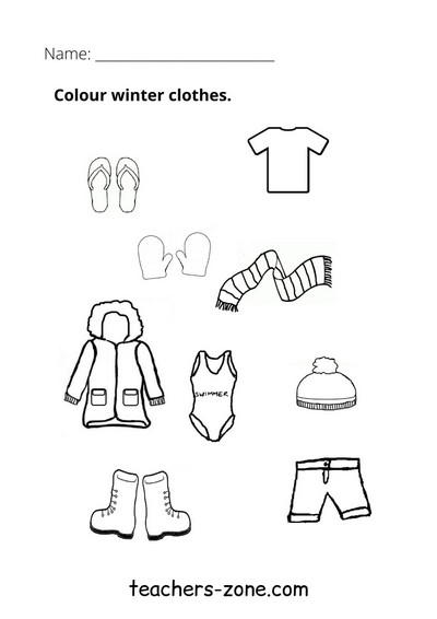 Winter clothes activities for ESL kids