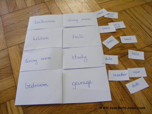 Activity to practise house and toys, school supplies or pets vocabulary