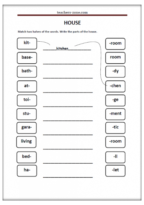 House vocabulary - free teaching resources
