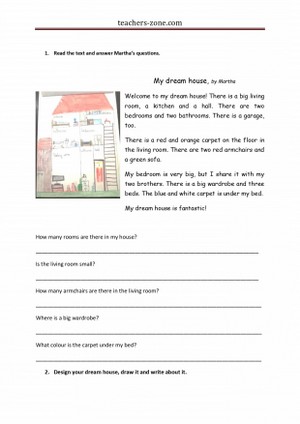 Dream house - worksheet for ESL kids