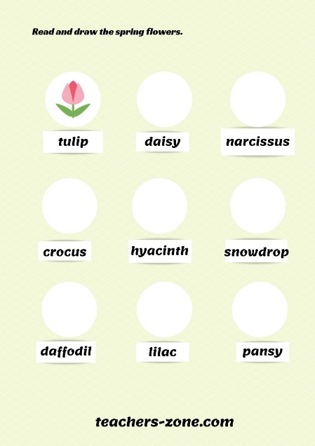 Free printable spring flowers worksheets