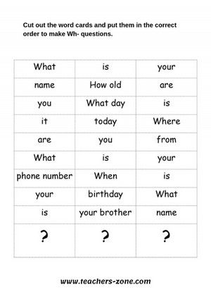 Questions structures for ESL kids
