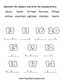 free numbers 11 20 worksheets teacher s zone