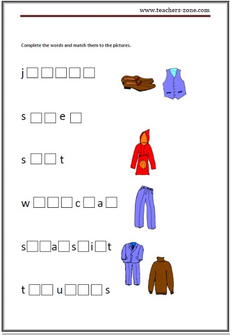 free clothes worksheets teacher s zone