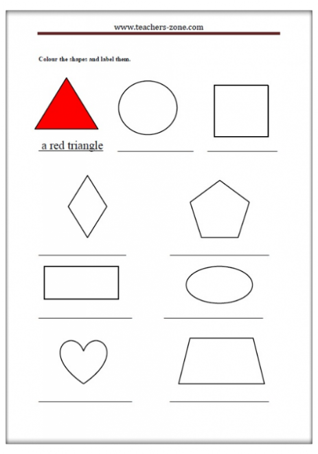 Free printable shape and colour worksheets for primary school