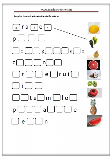 Fruit spelling activity