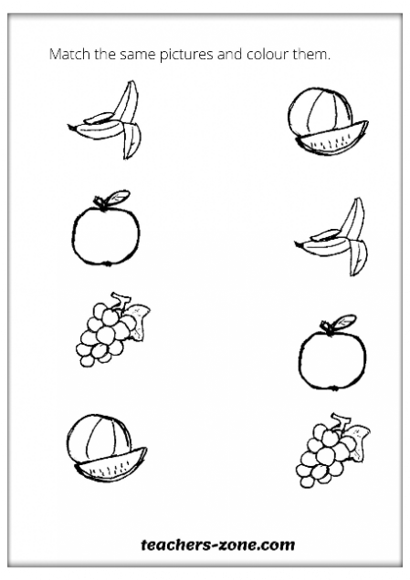 Fruit vocabulary printable worksheets for kindergarten