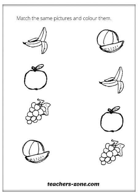 Matching Fruits Worksheet For Kindergarten - paringin-st2