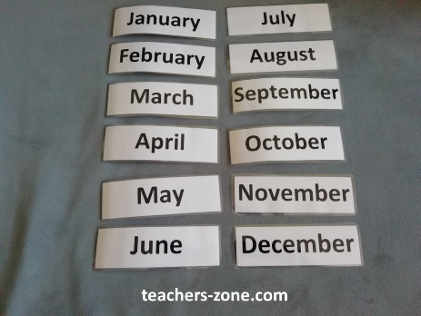 Months of the year - free word cards