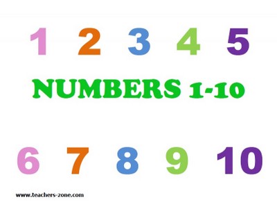 Free numbers 1-10 flashcards for ESL kids