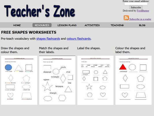 Printables for shapes vocabulary