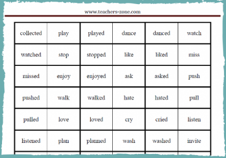 Regular past tense verbs - activity for ELT, ESL and primary school