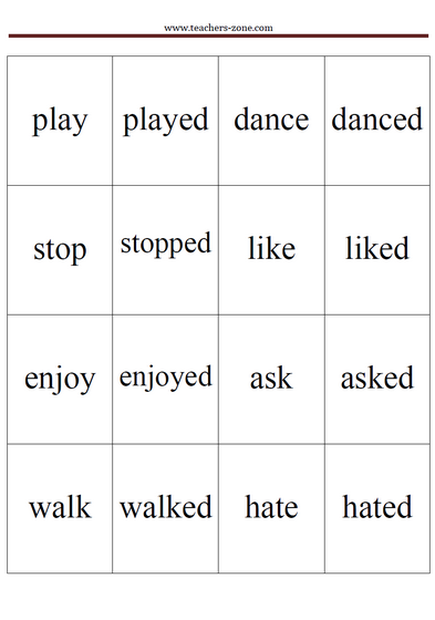 simple past tense playing cards  Simple past tense, Past tense, Regular past  tense verbs