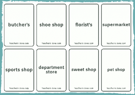 shops little cards for playing games with ESL kids