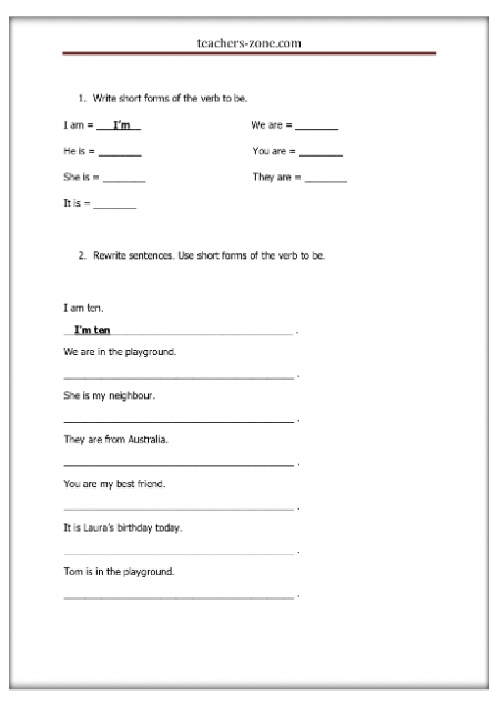 Verb to be printable worksheets