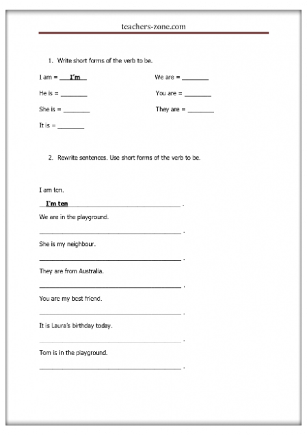 Verb To Be Worksheets Free Download